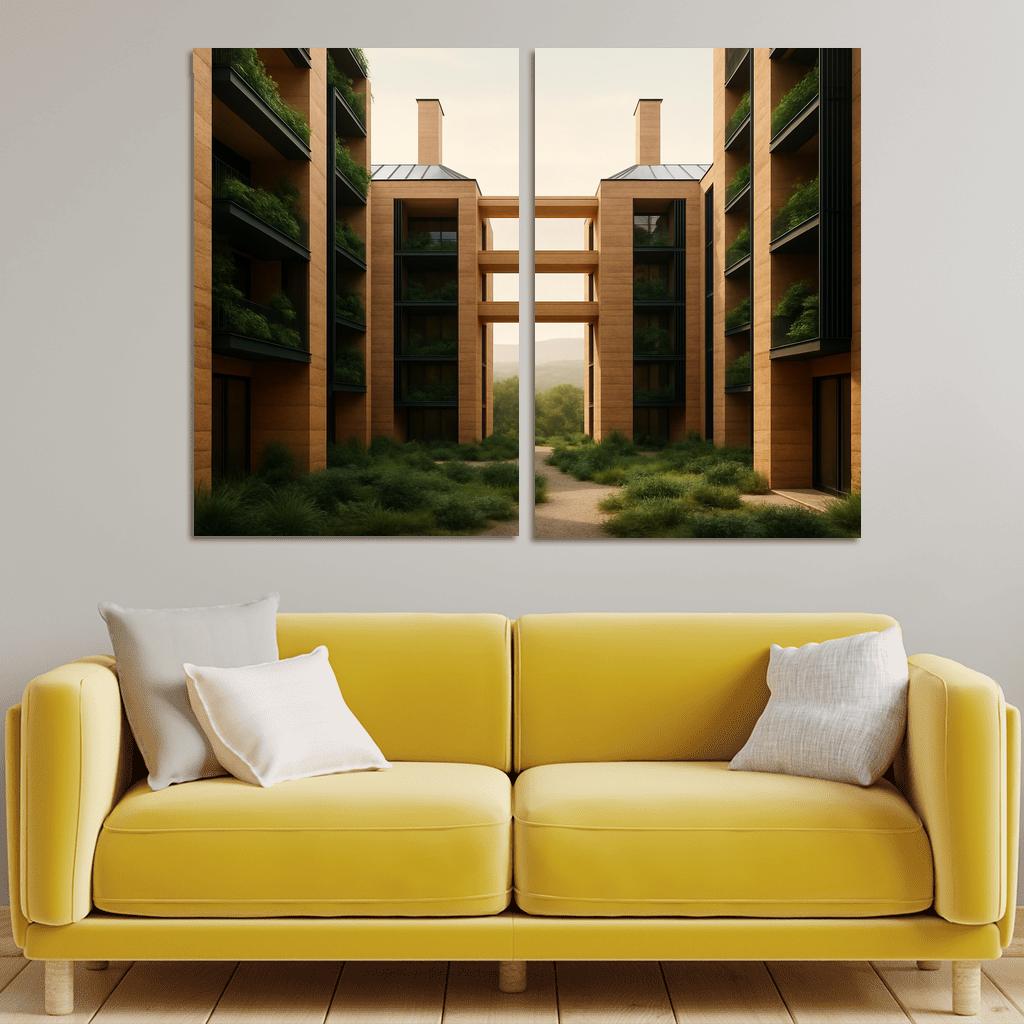 Carbon Negative Rammed Earth Atrium Towers one-piece frames