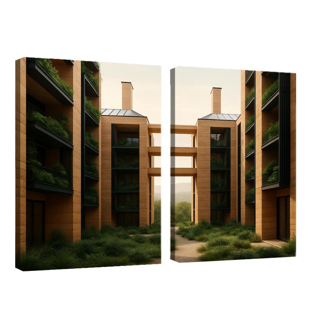 Carbon Negative Rammed Earth Atrium Towers one-piece frames