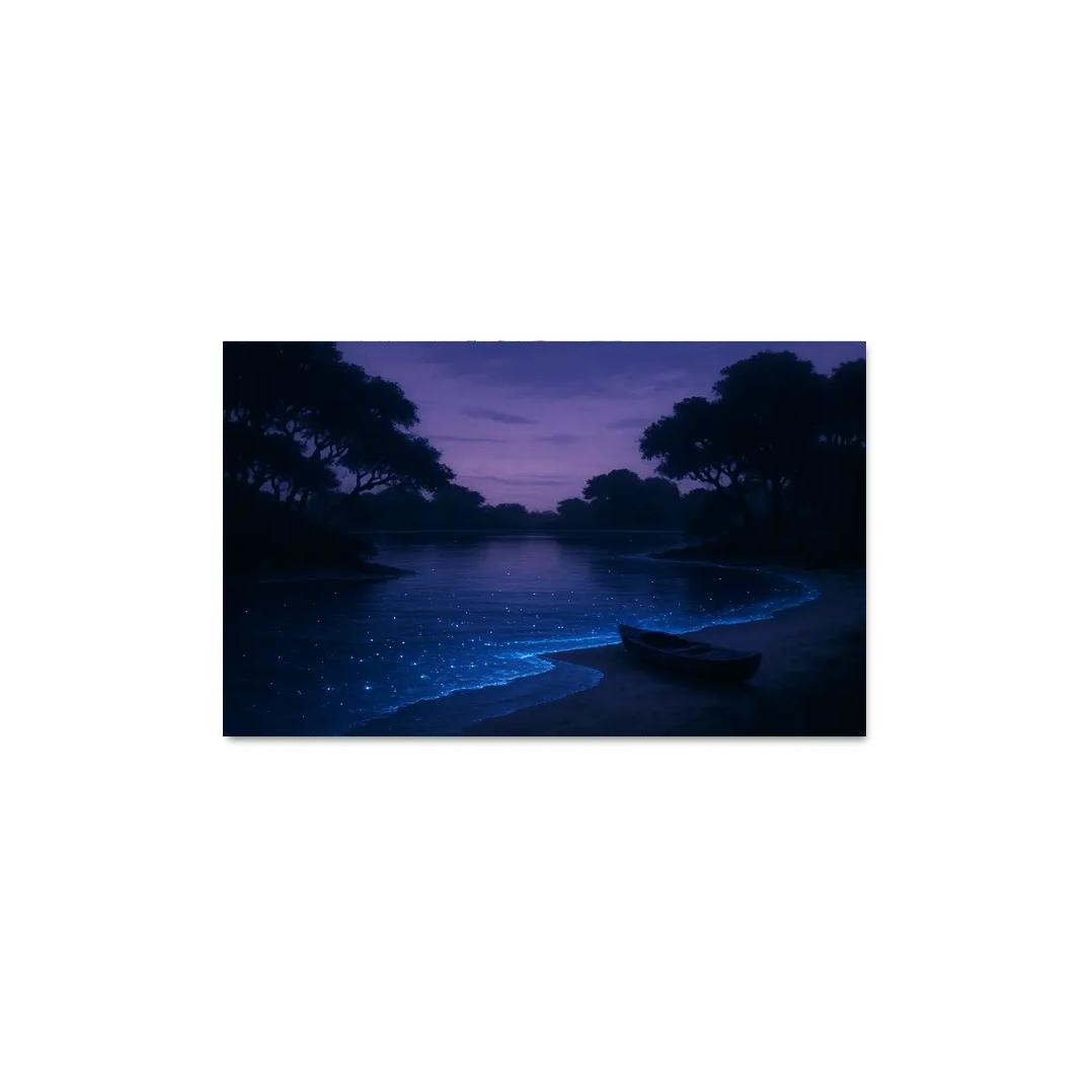 Bioluminescent Lagoon Shore abstract paintings frame