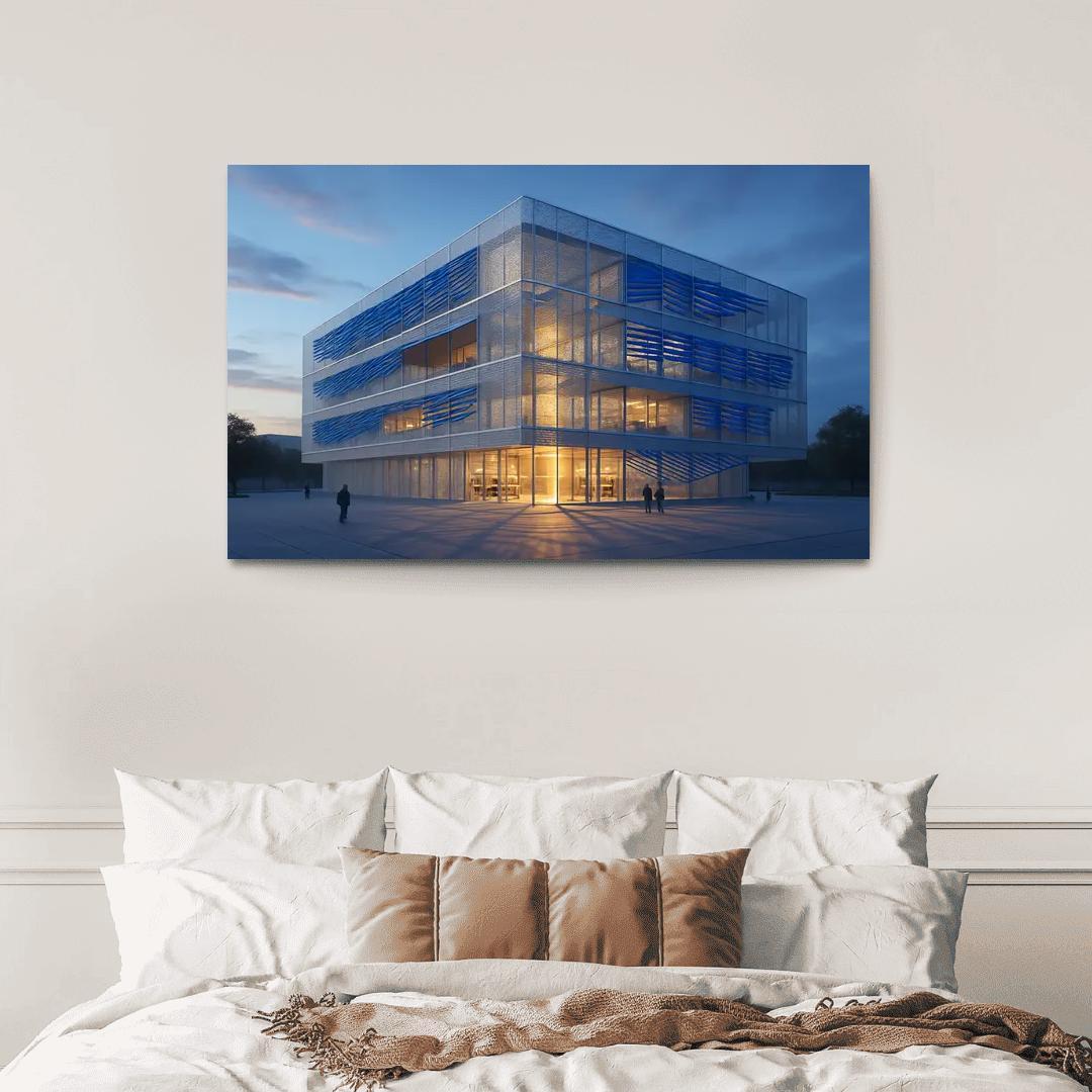 Kinetic Porous Facade Library With Wind Driven Louvers wall art