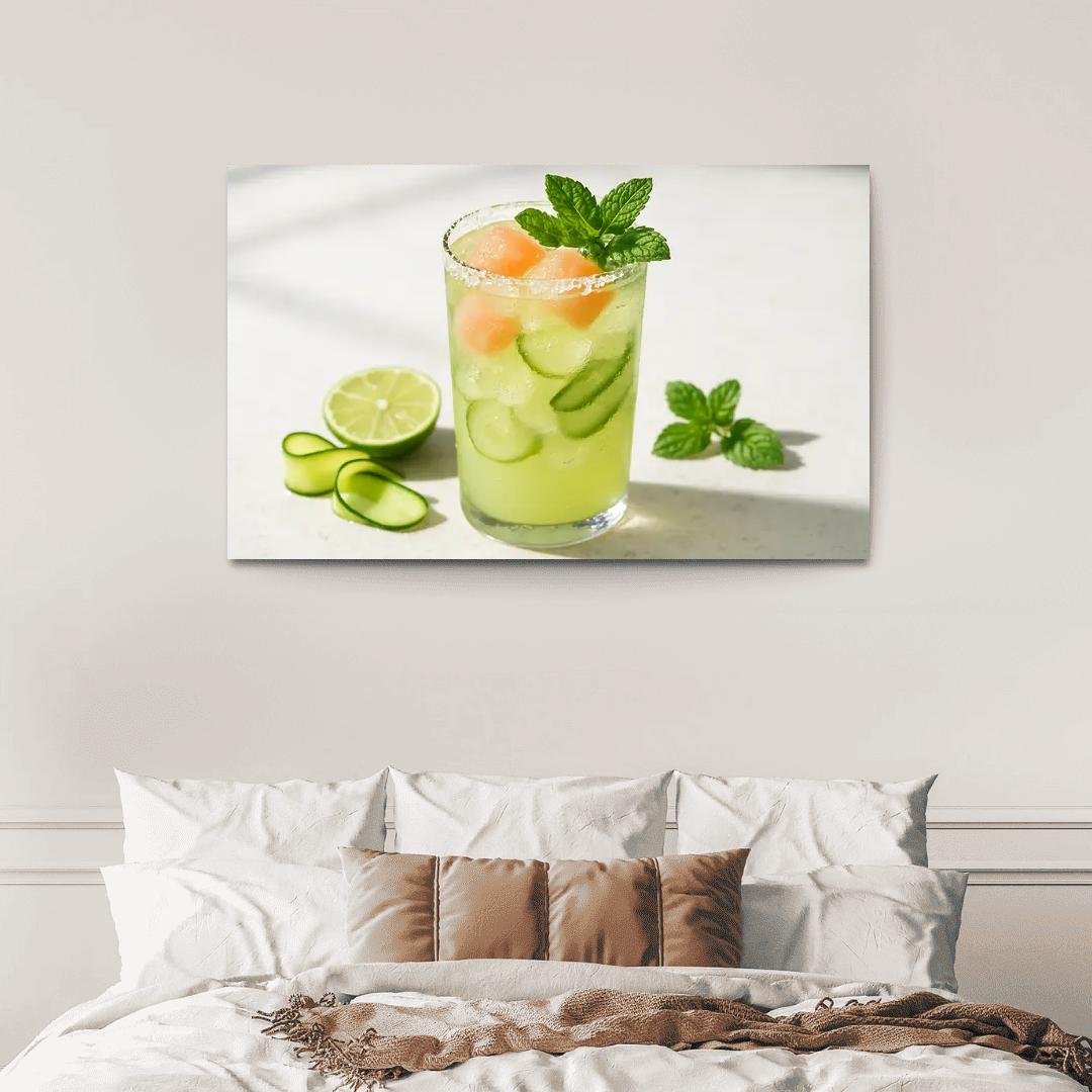 Cucumber Lime Mint Sparkler With Salted Melon Ice canvas paintings frame