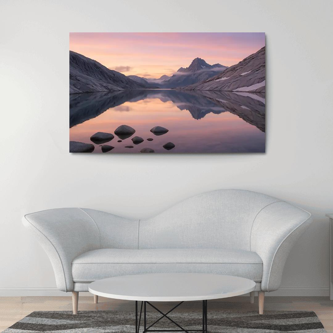 Opal Dawn Across Alpine Tarn And Granite Ridge modern paintings frame