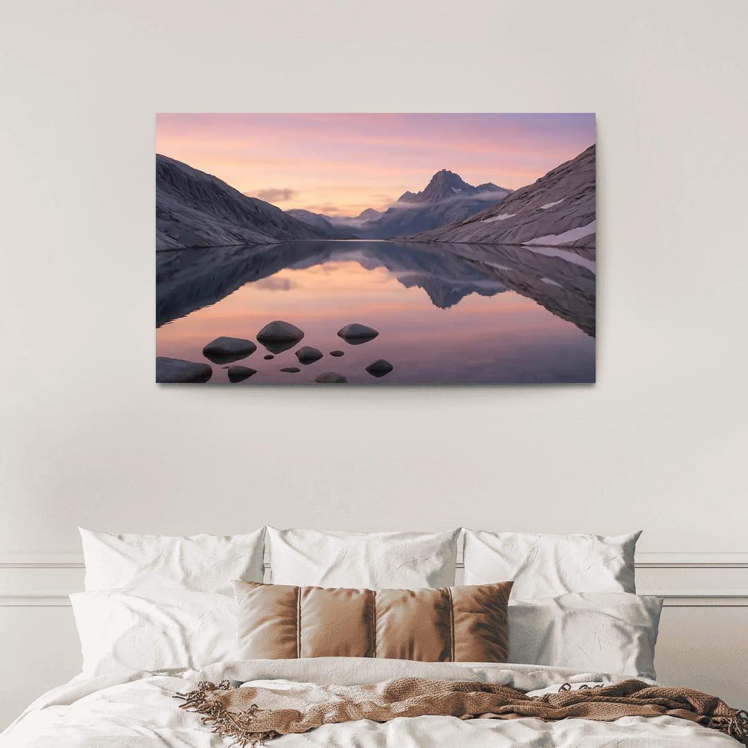 Opal Dawn Across Alpine Tarn And Granite Ridge modern paintings frame