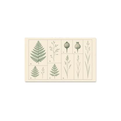 Botanical Blueprint Pressed Ferns And Seed Pods premium artwork frames