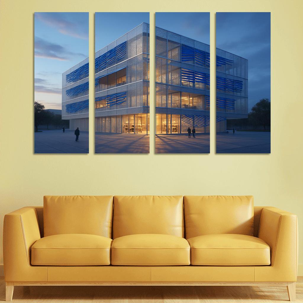 Kinetic Porous Facade Library With Wind Driven Louvers wall art