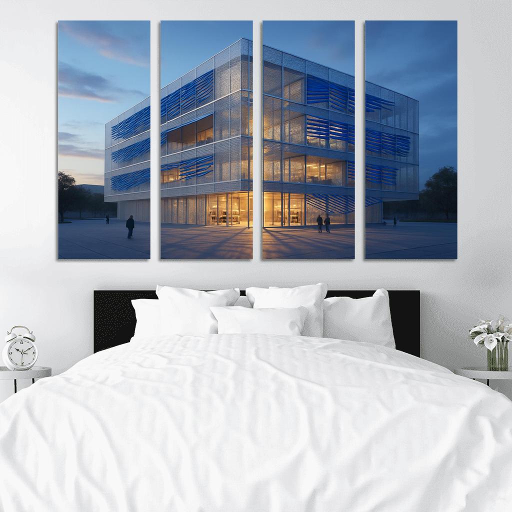 Kinetic Porous Facade Library With Wind Driven Louvers wall art