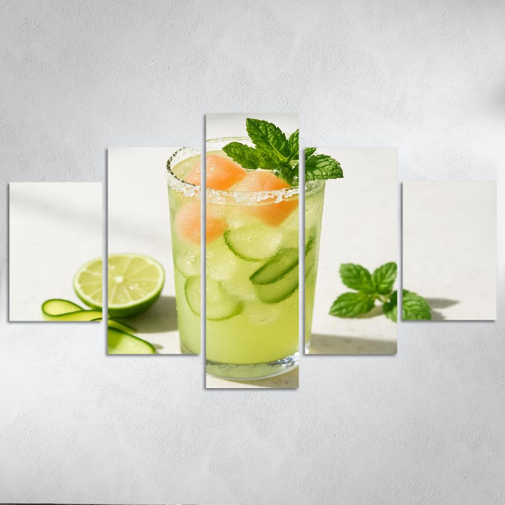 Cucumber Lime Mint Sparkler With Salted Melon Ice canvas paintings frame