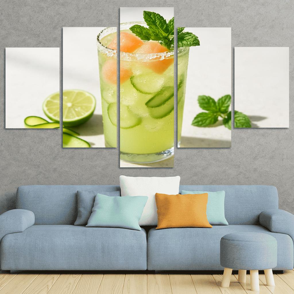 Cucumber Lime Mint Sparkler With Salted Melon Ice canvas paintings frame