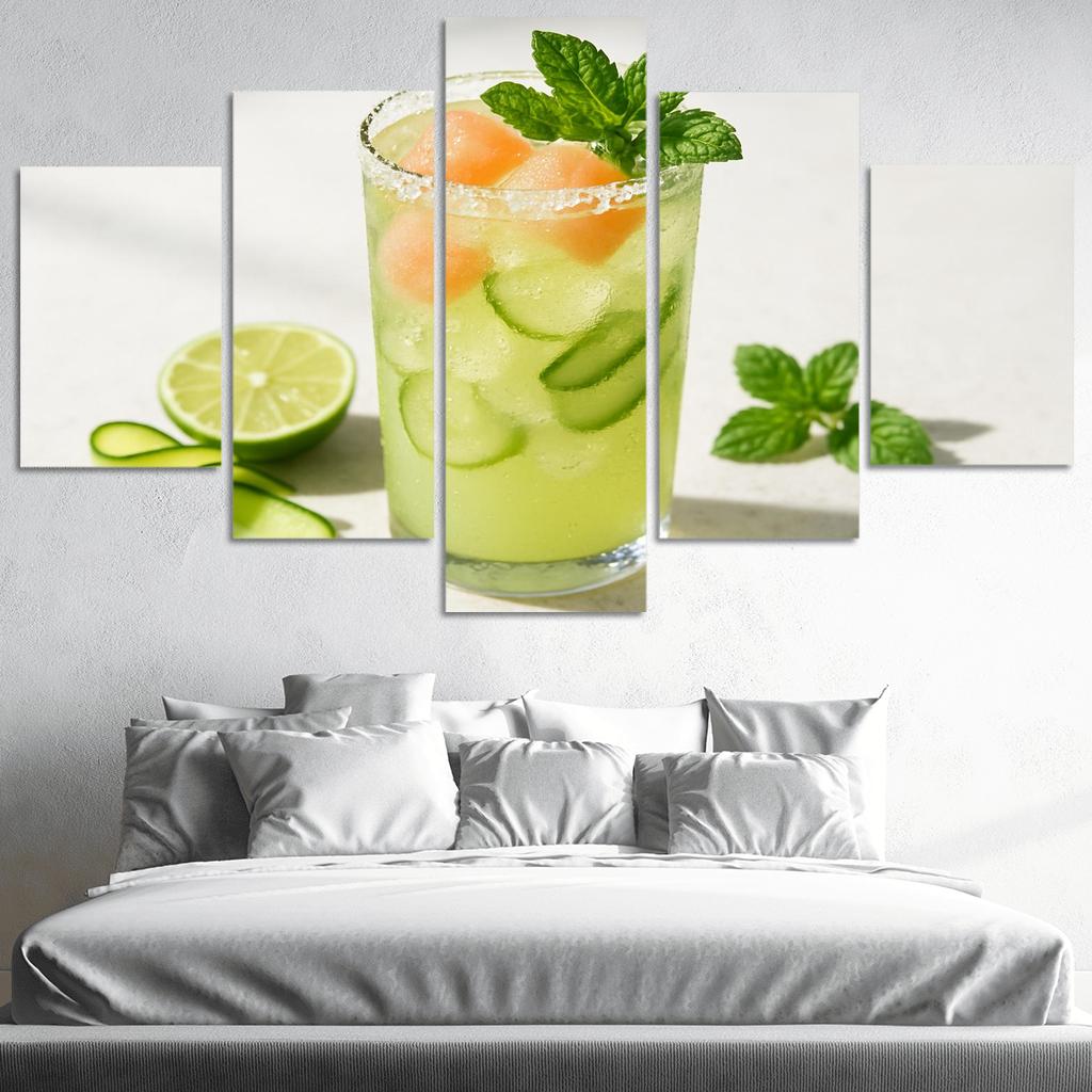 Cucumber Lime Mint Sparkler With Salted Melon Ice canvas paintings frame