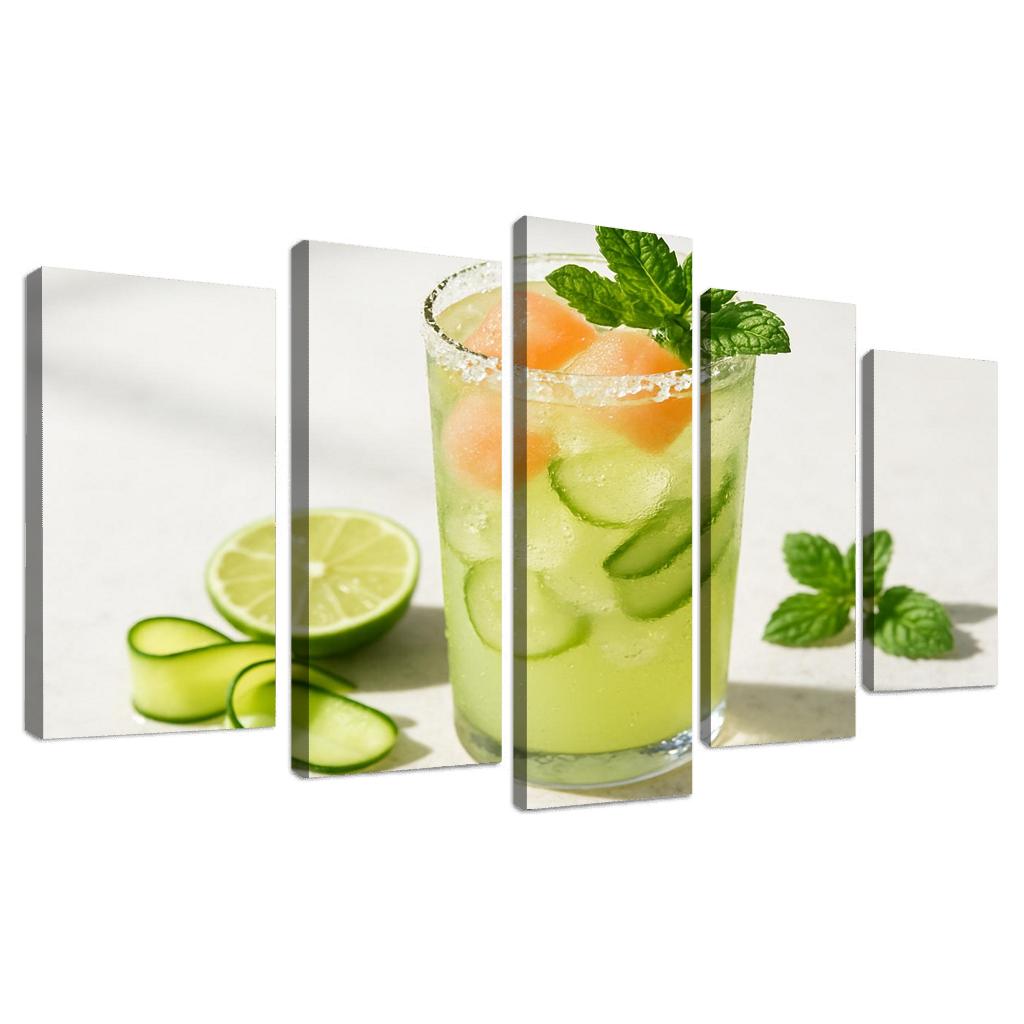 Cucumber Lime Mint Sparkler With Salted Melon Ice canvas paintings frame