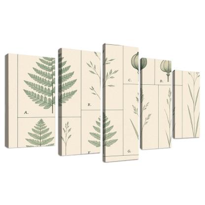 Botanical Blueprint Pressed Ferns And Seed Pods premium artwork frames