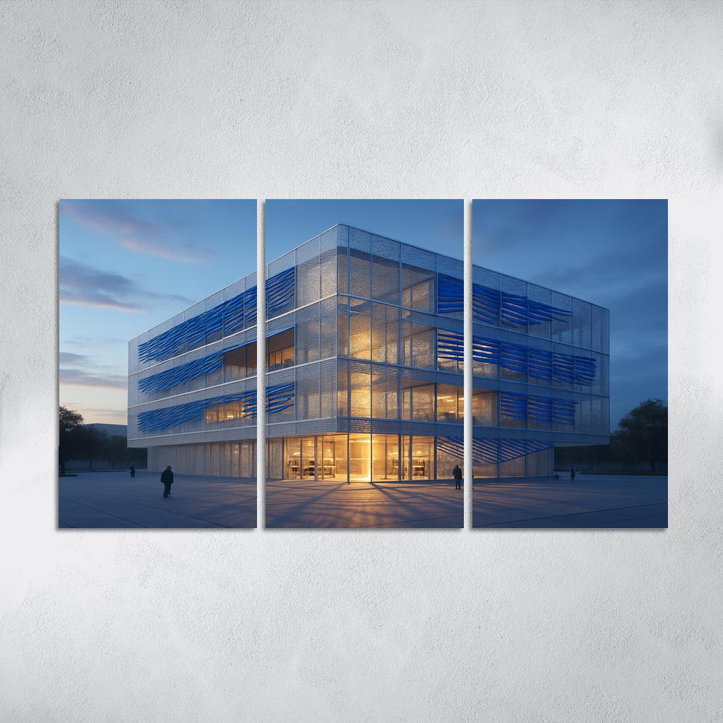 Kinetic Porous Facade Library With Wind Driven Louvers wall art