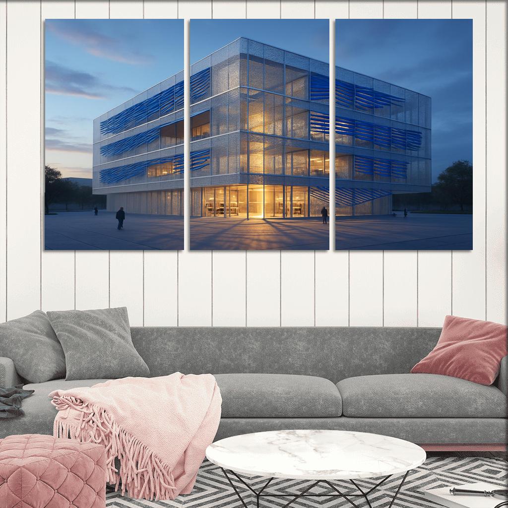 Kinetic Porous Facade Library With Wind Driven Louvers wall art