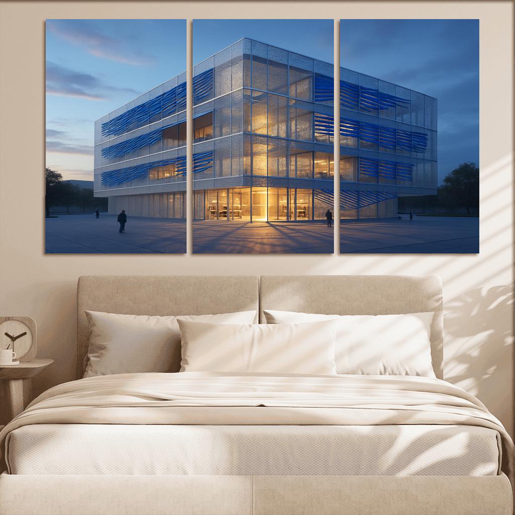 Kinetic Porous Facade Library With Wind Driven Louvers wall art