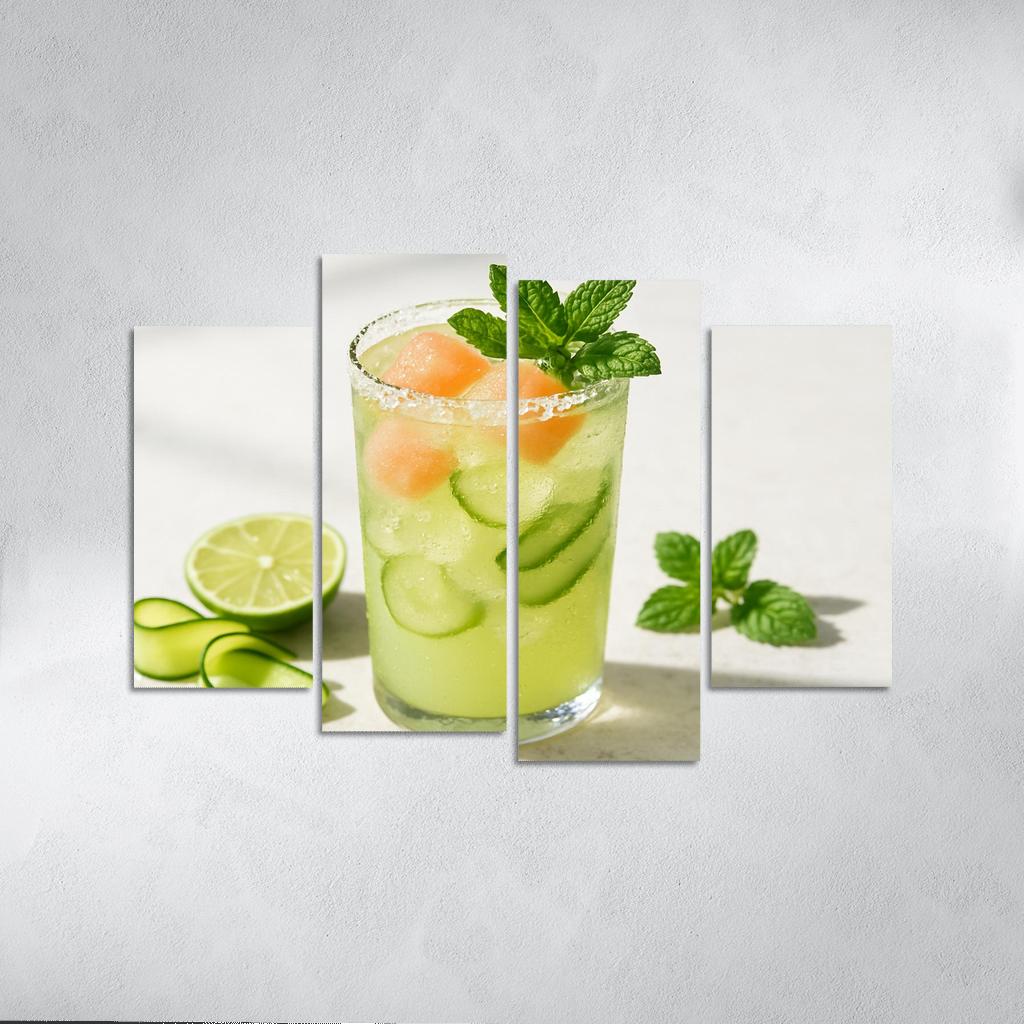 Cucumber Lime Mint Sparkler With Salted Melon Ice canvas paintings frame