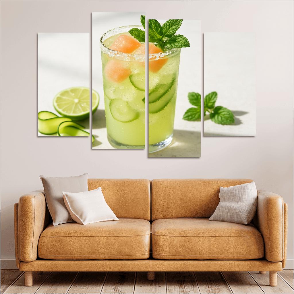 Cucumber Lime Mint Sparkler With Salted Melon Ice canvas paintings frame