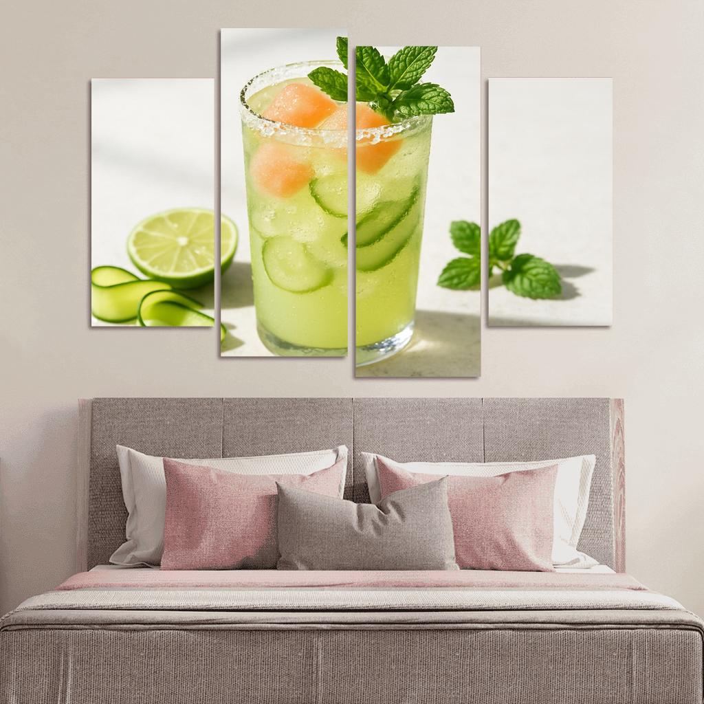 Cucumber Lime Mint Sparkler With Salted Melon Ice canvas paintings frame