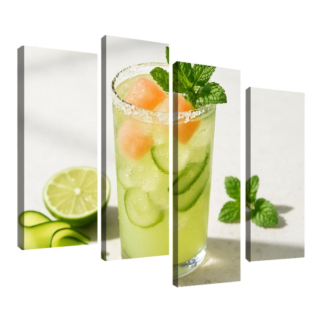 Cucumber Lime Mint Sparkler With Salted Melon Ice canvas paintings frame