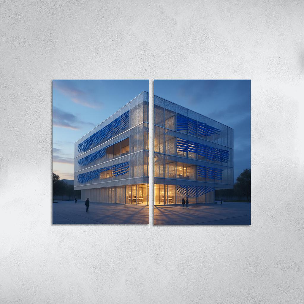 Kinetic Porous Facade Library With Wind Driven Louvers wall art