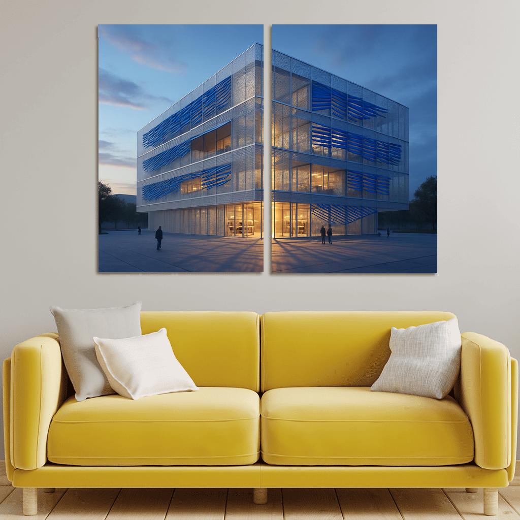 Kinetic Porous Facade Library With Wind Driven Louvers wall art