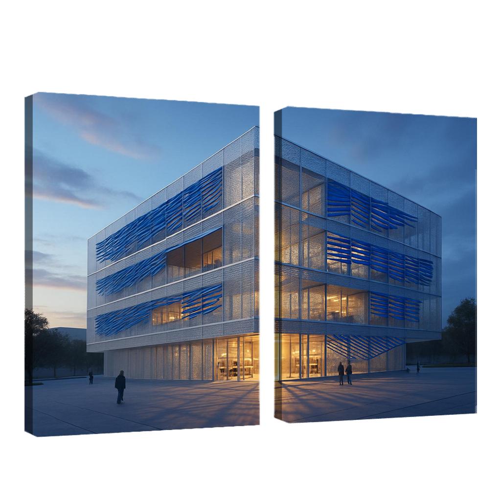 Kinetic Porous Facade Library With Wind Driven Louvers wall art
