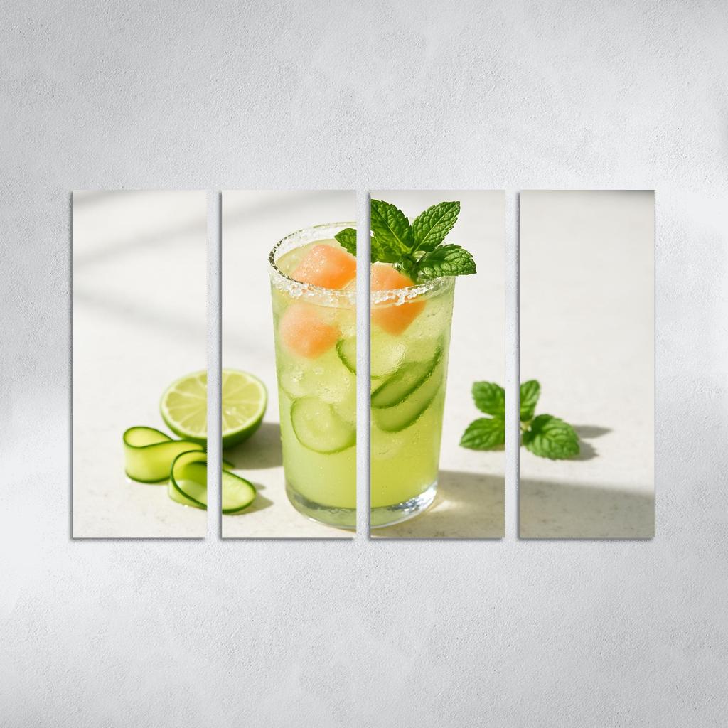 Cucumber Lime Mint Sparkler With Salted Melon Ice canvas paintings frame