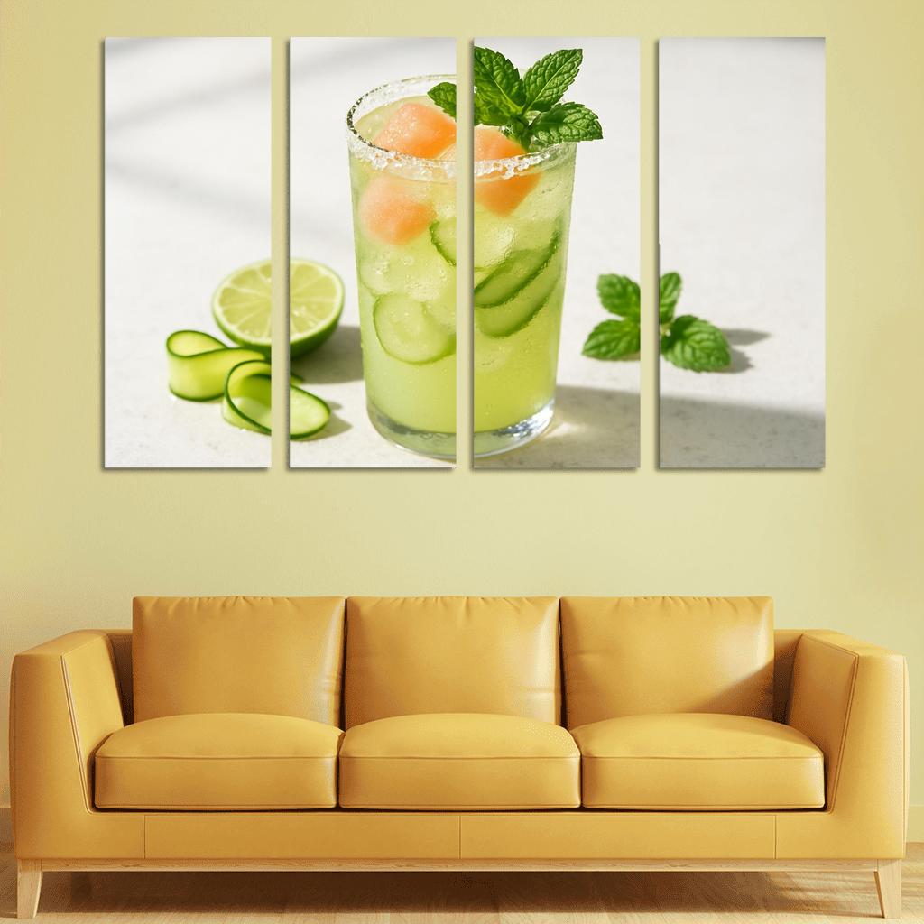 Cucumber Lime Mint Sparkler With Salted Melon Ice canvas paintings frame