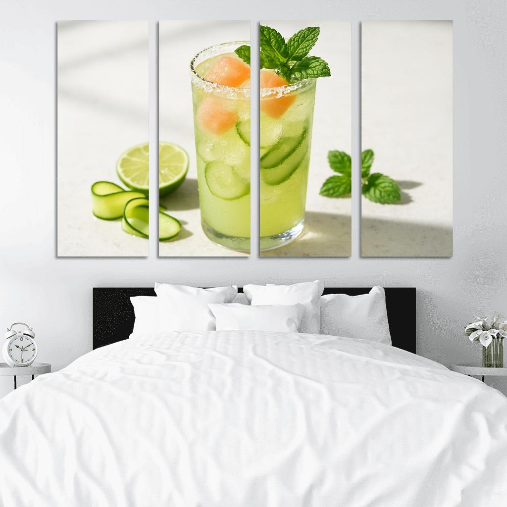 Cucumber Lime Mint Sparkler With Salted Melon Ice canvas paintings frame