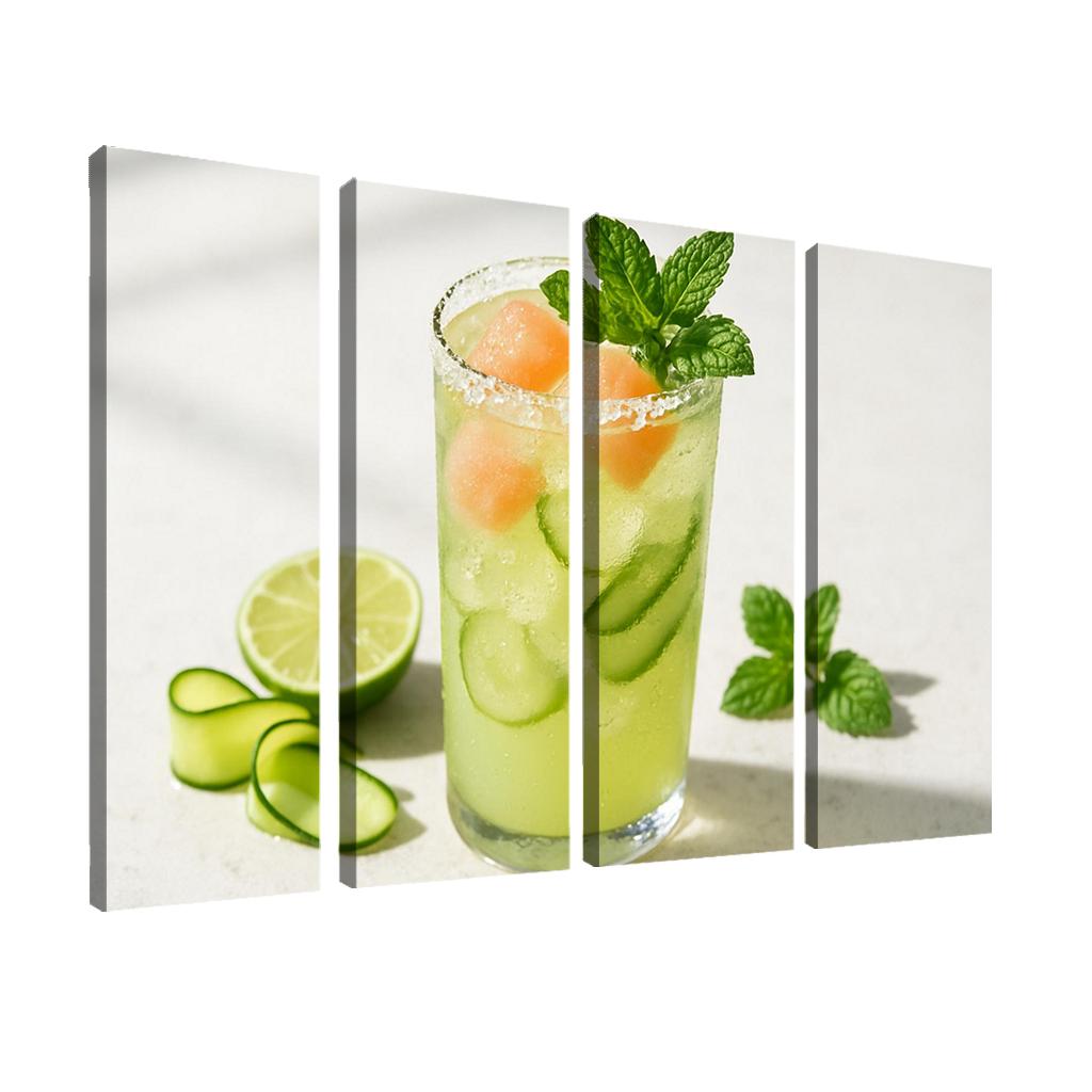 Cucumber Lime Mint Sparkler With Salted Melon Ice canvas paintings frame