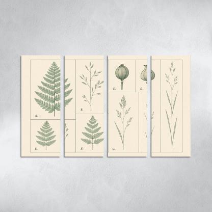Botanical Blueprint Pressed Ferns And Seed Pods premium artwork frames