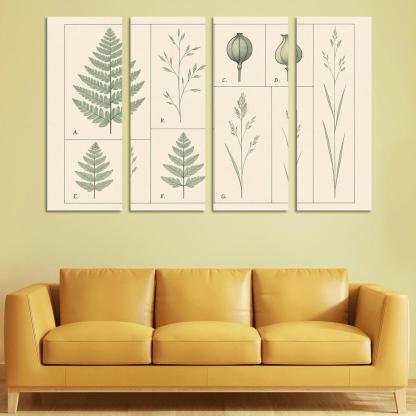 Botanical Blueprint Pressed Ferns And Seed Pods premium artwork frames