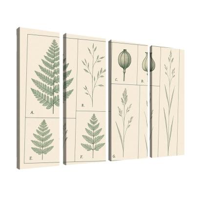 Botanical Blueprint Pressed Ferns And Seed Pods premium artwork frames