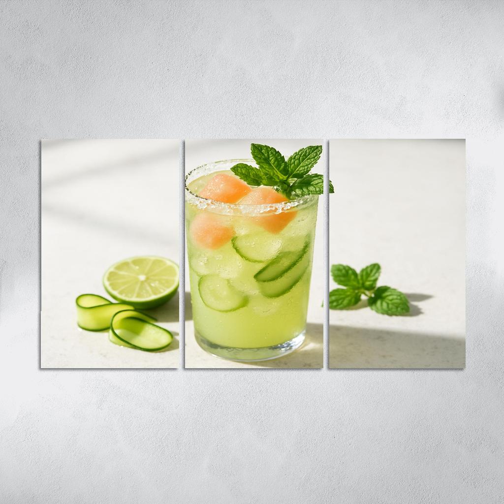 Cucumber Lime Mint Sparkler With Salted Melon Ice canvas paintings frame