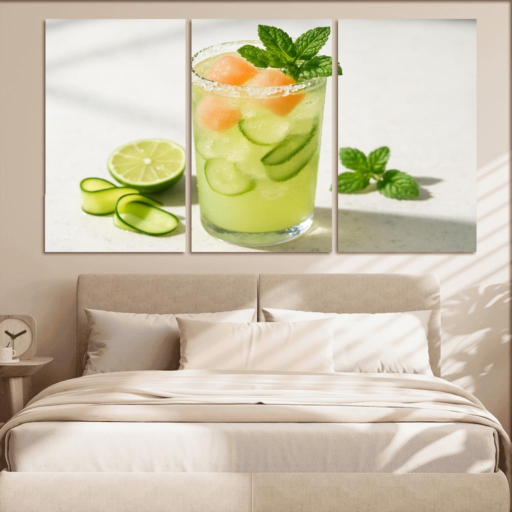 Cucumber Lime Mint Sparkler With Salted Melon Ice canvas paintings frame