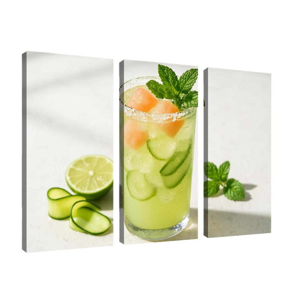 Cucumber Lime Mint Sparkler With Salted Melon Ice canvas paintings frame