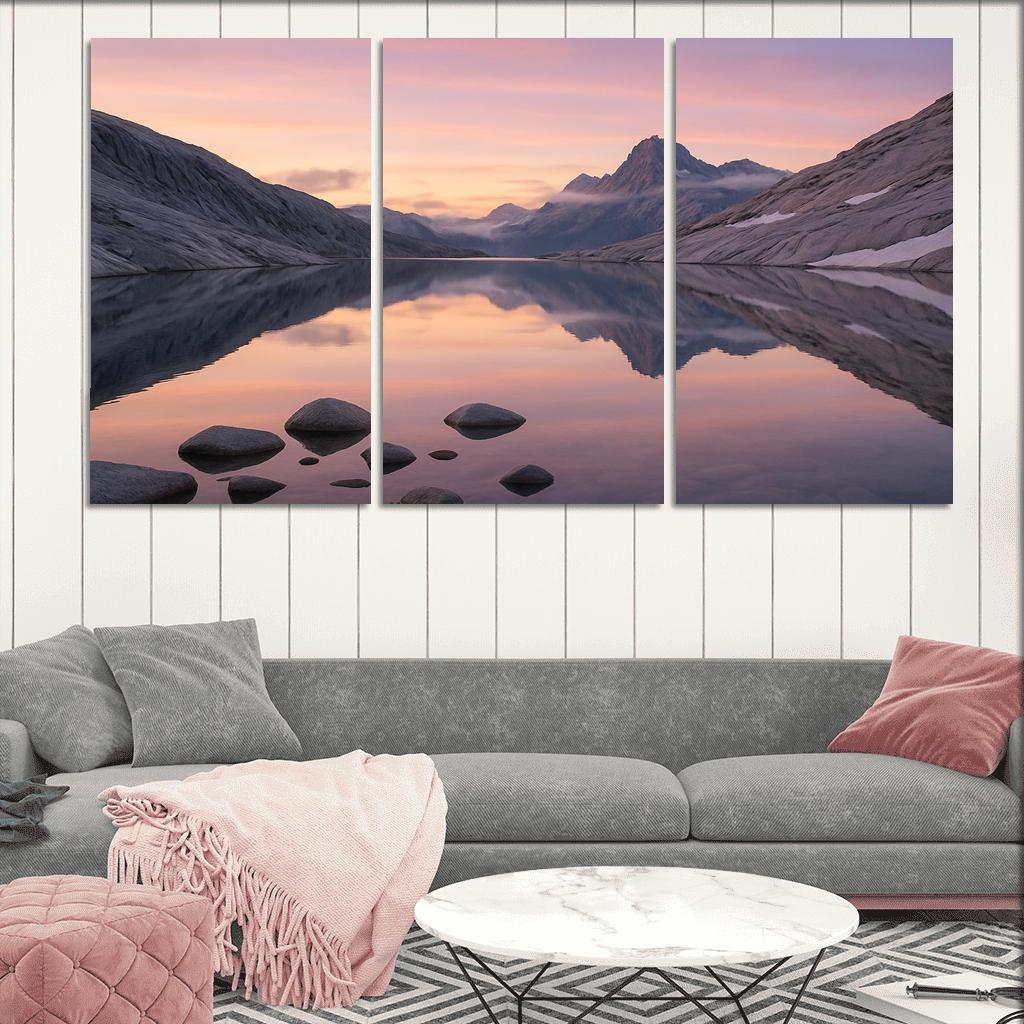 Opal Dawn Across Alpine Tarn And Granite Ridge modern paintings frame
