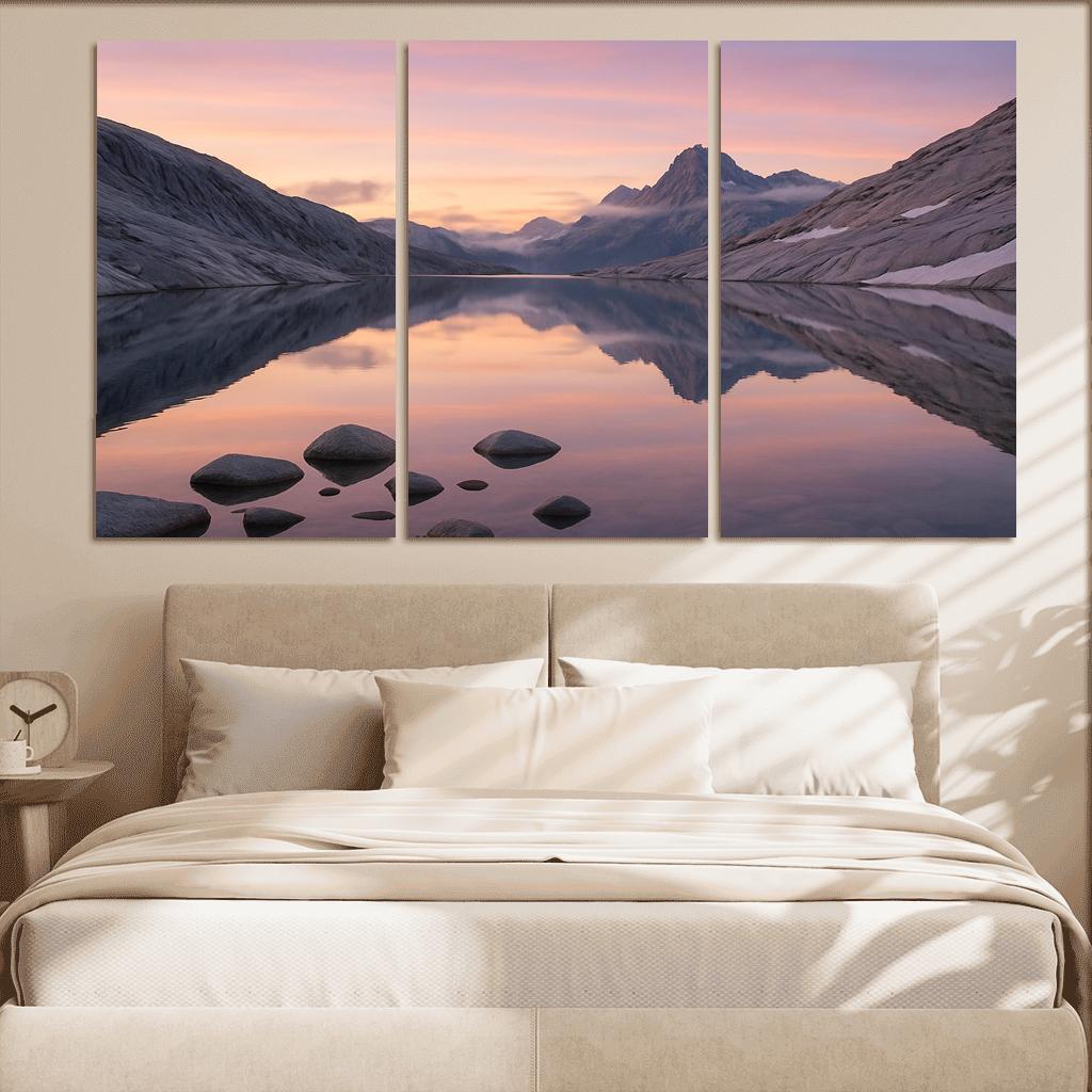 Opal Dawn Across Alpine Tarn And Granite Ridge modern paintings frame