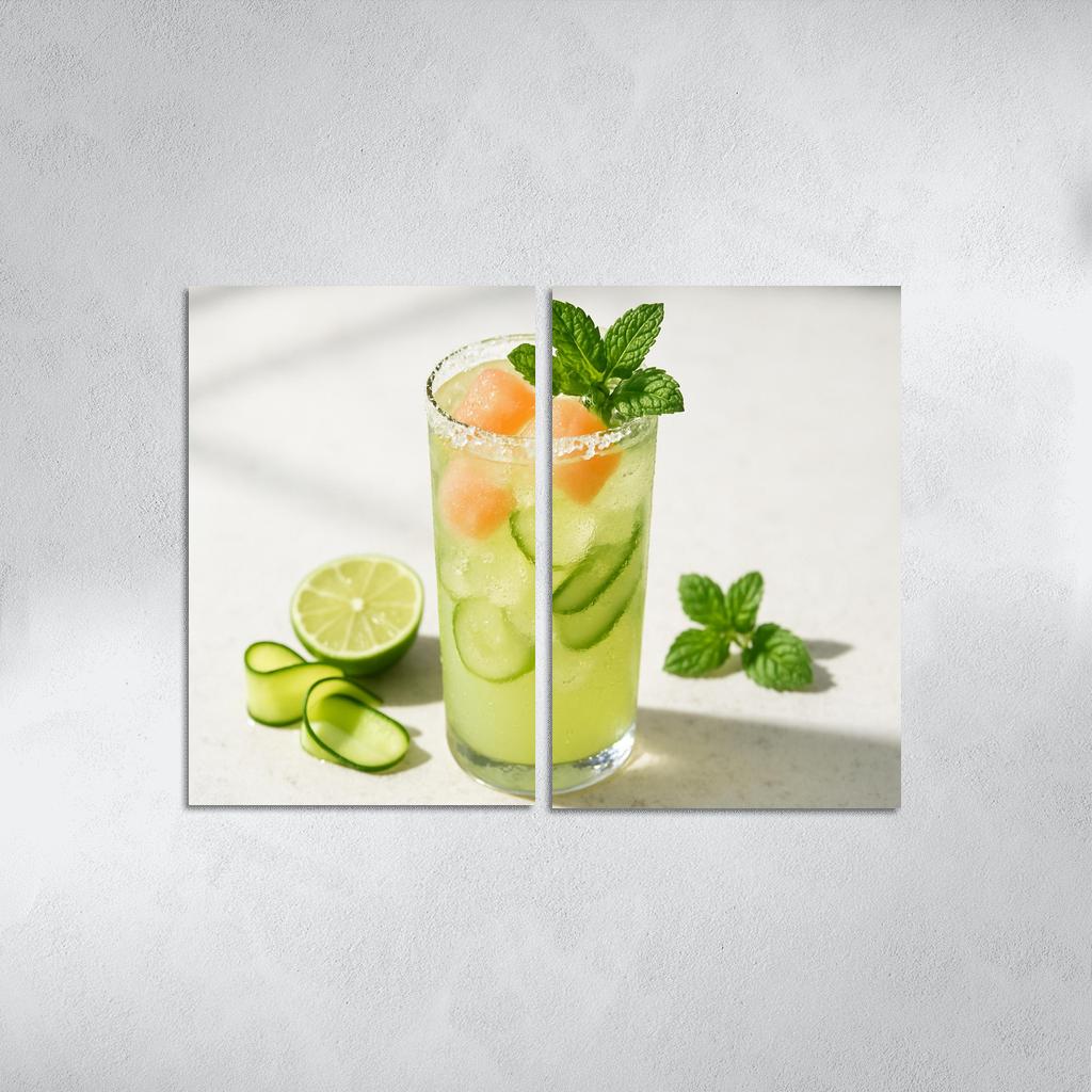 Cucumber Lime Mint Sparkler With Salted Melon Ice canvas paintings frame