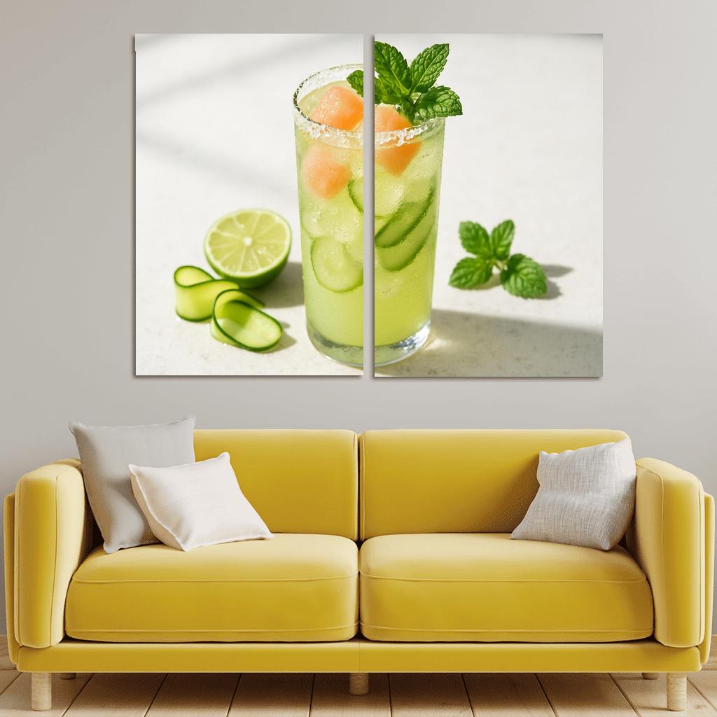 Cucumber Lime Mint Sparkler With Salted Melon Ice canvas paintings frame