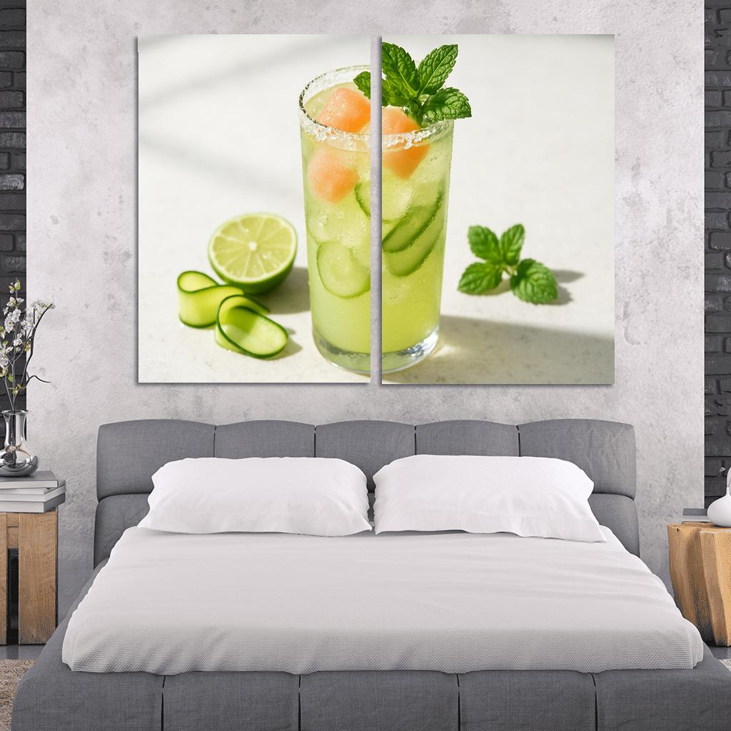 Cucumber Lime Mint Sparkler With Salted Melon Ice canvas paintings frame