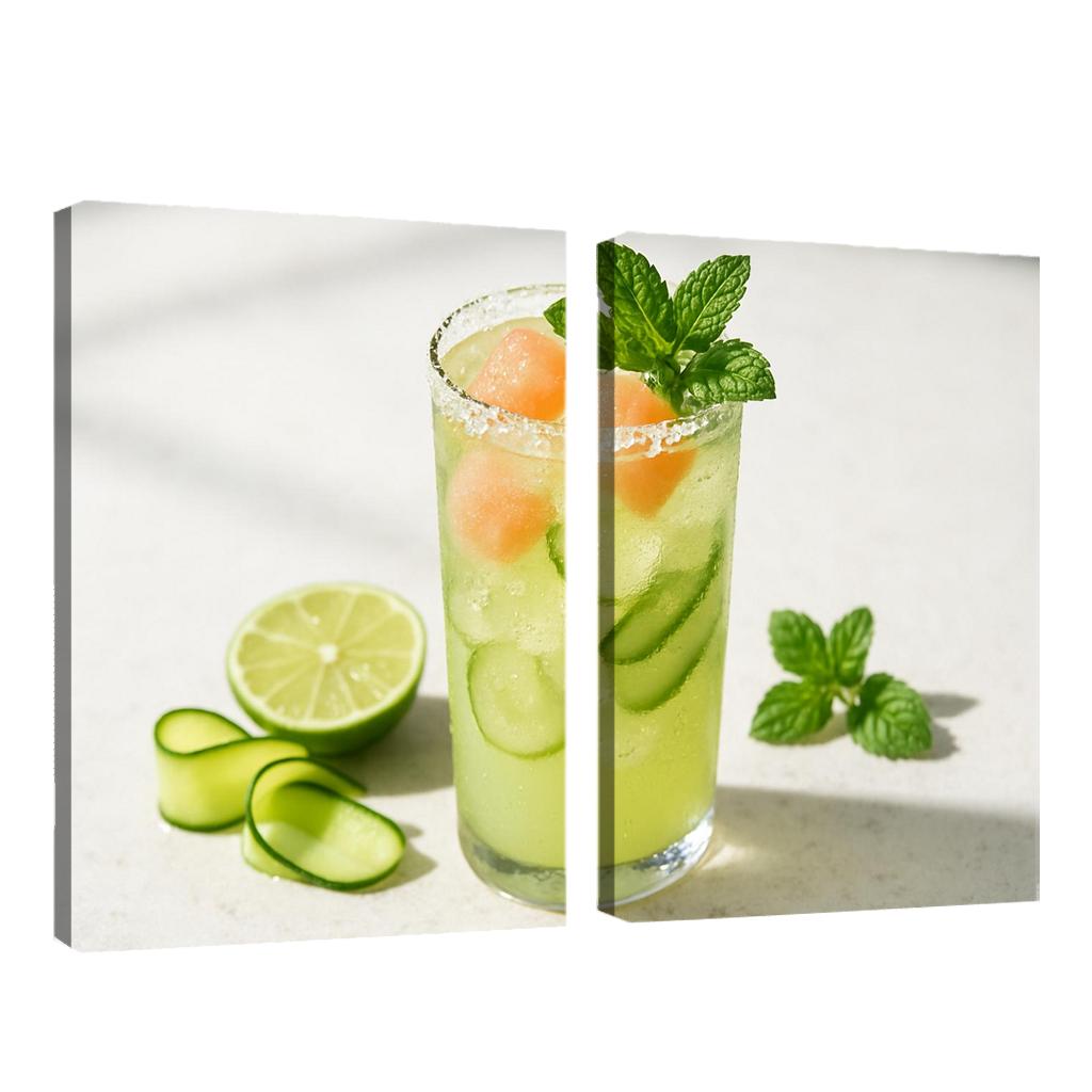 Cucumber Lime Mint Sparkler With Salted Melon Ice canvas paintings frame