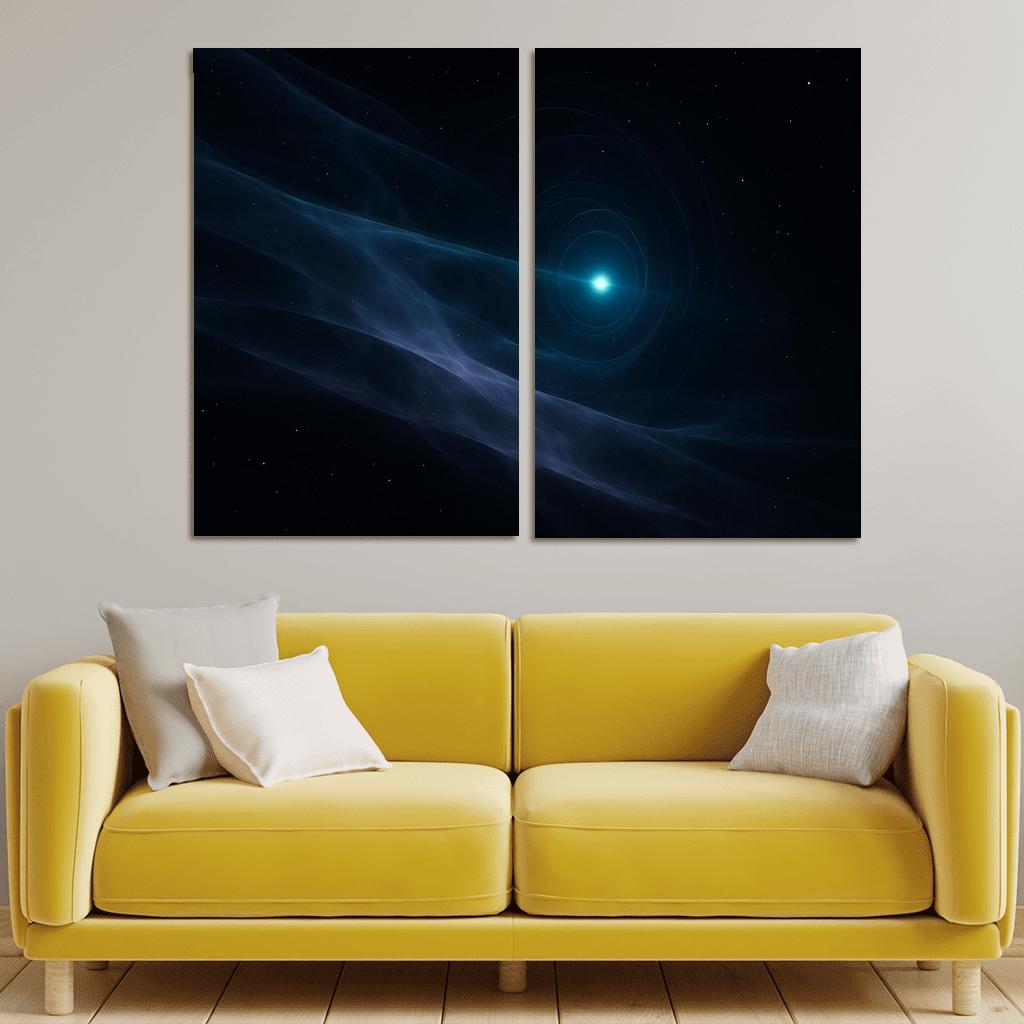 Quasar Light Echo Tomography Through Intergalactic Clouds multi-panel paintings