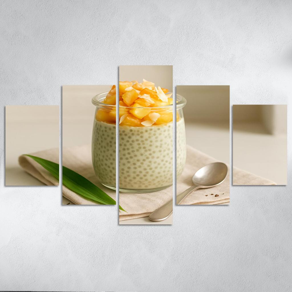 Coconut Pandan Chia Pudding With Caramelized Pineapple framed paintings