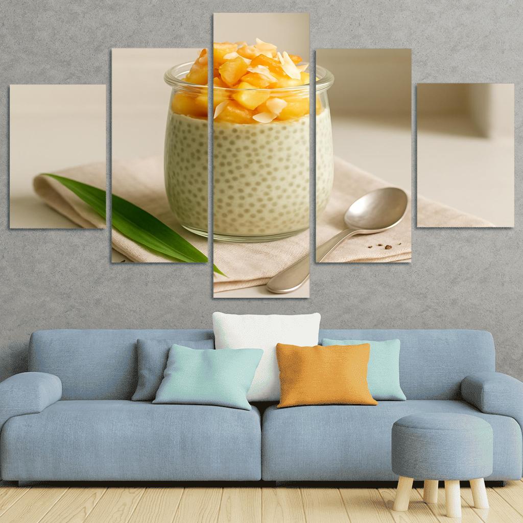 Coconut Pandan Chia Pudding With Caramelized Pineapple framed paintings