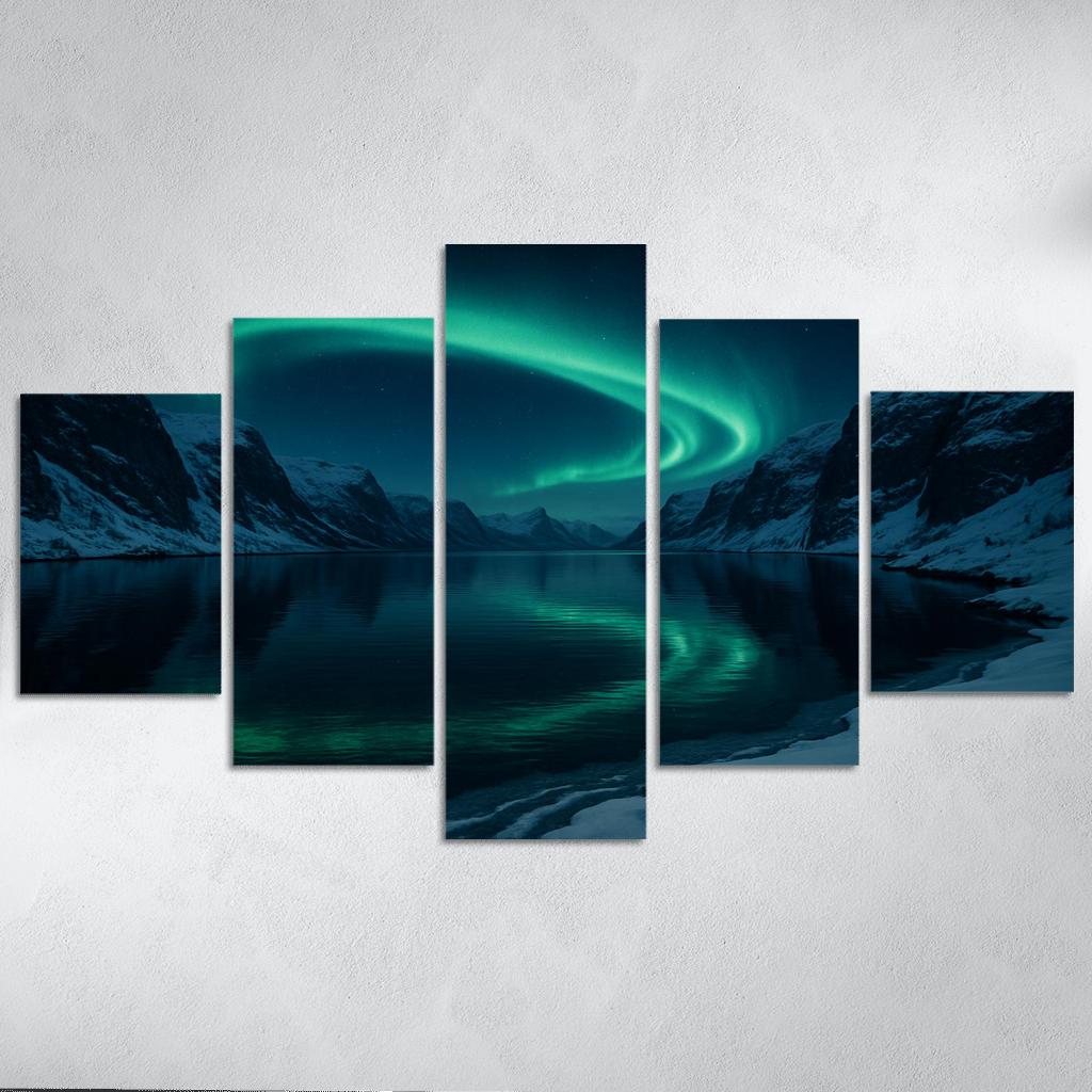 Aurora Reflections On Frosted Fjord Inlet art trends