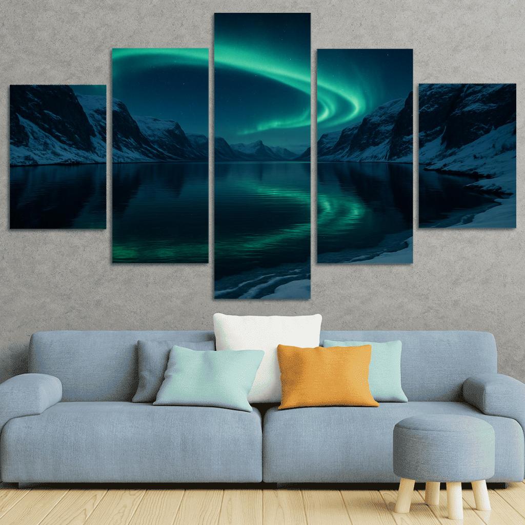 Aurora Reflections On Frosted Fjord Inlet art trends