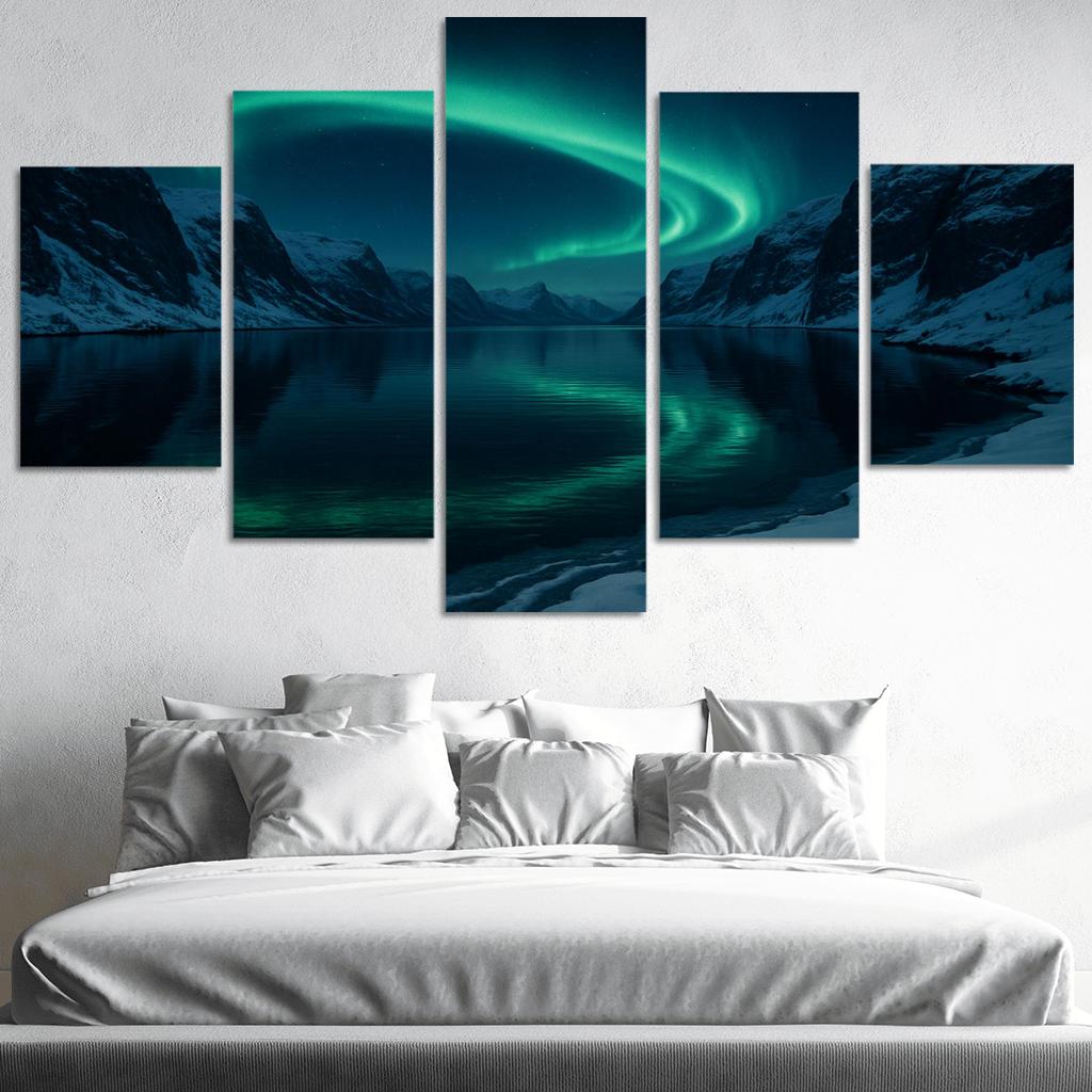 Aurora Reflections On Frosted Fjord Inlet art trends