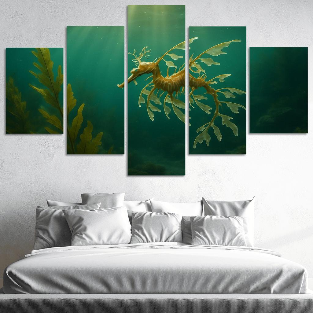 Leafy Seadragon Drifting Through A Kelp Forest multi-panel paintings