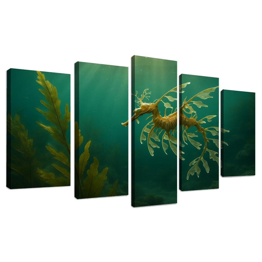 Leafy Seadragon Drifting Through A Kelp Forest multi-panel paintings