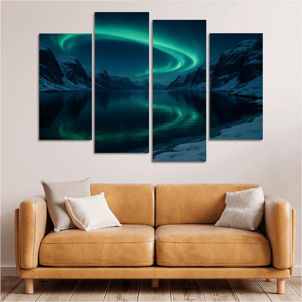 Aurora Reflections On Frosted Fjord Inlet art trends